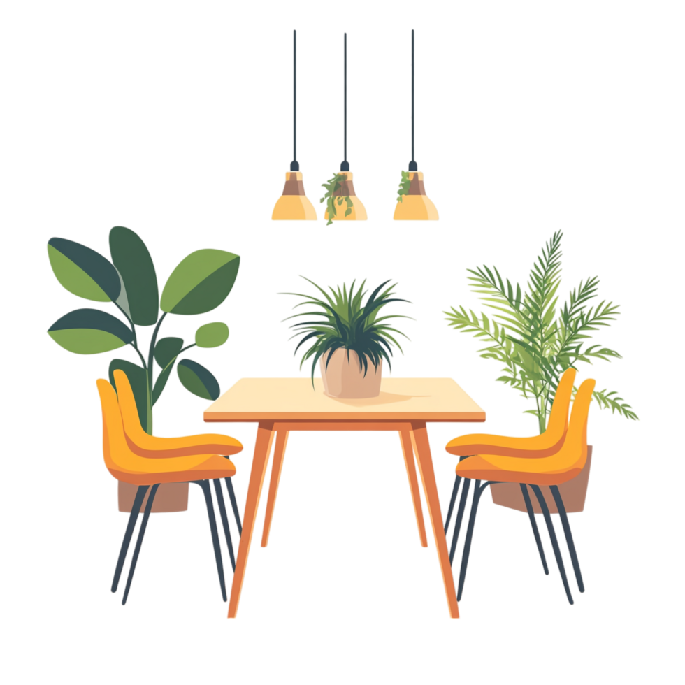 Hand dining room vector clipart on a transparent background png