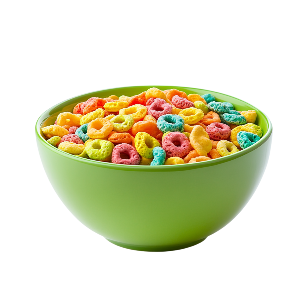 Green Bowl with Colorful Cereal on transparent background png