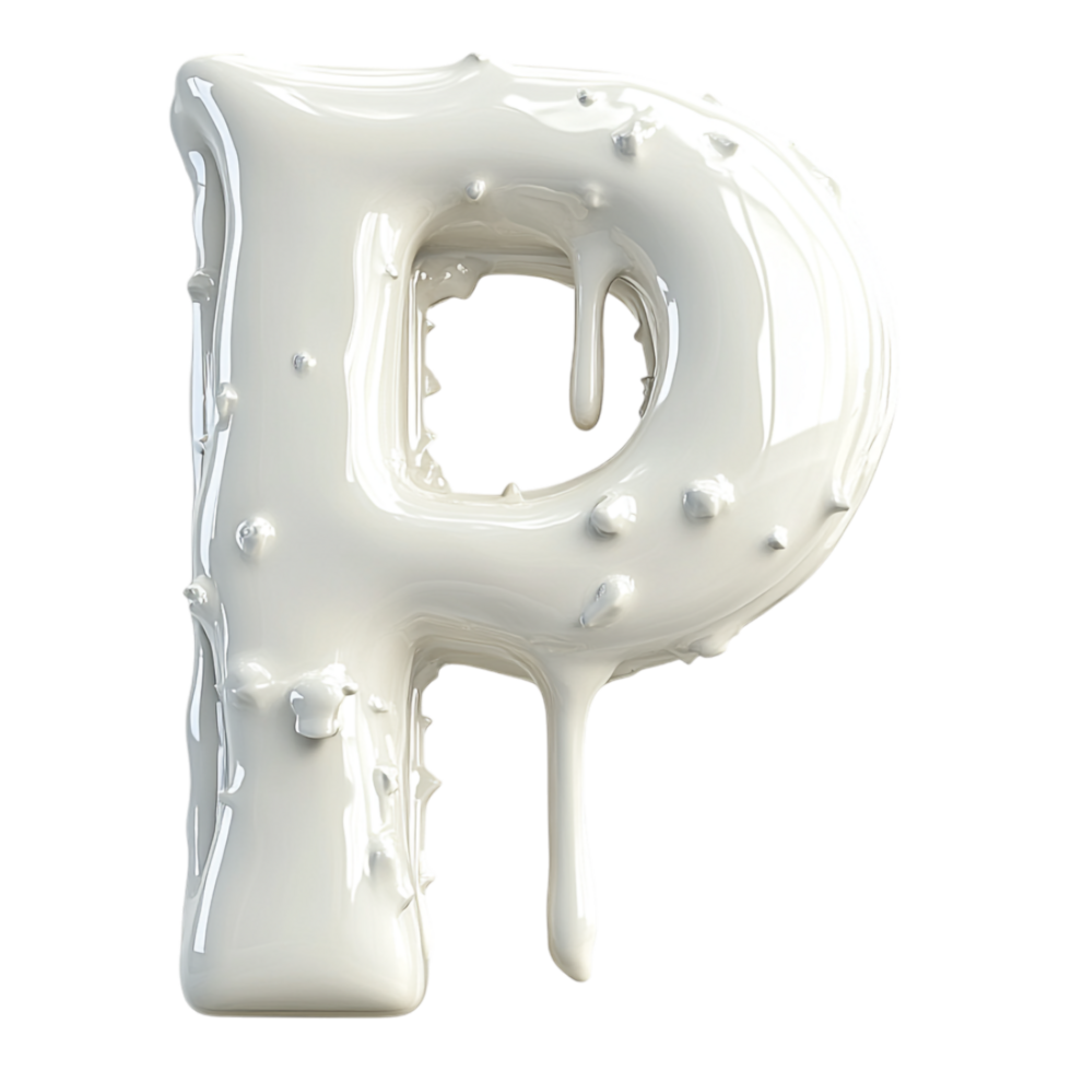 PNG Alphabet 'P' in Abstract Style Isolated Against a Transparent Background for MILKY, or Unique Typography Applications