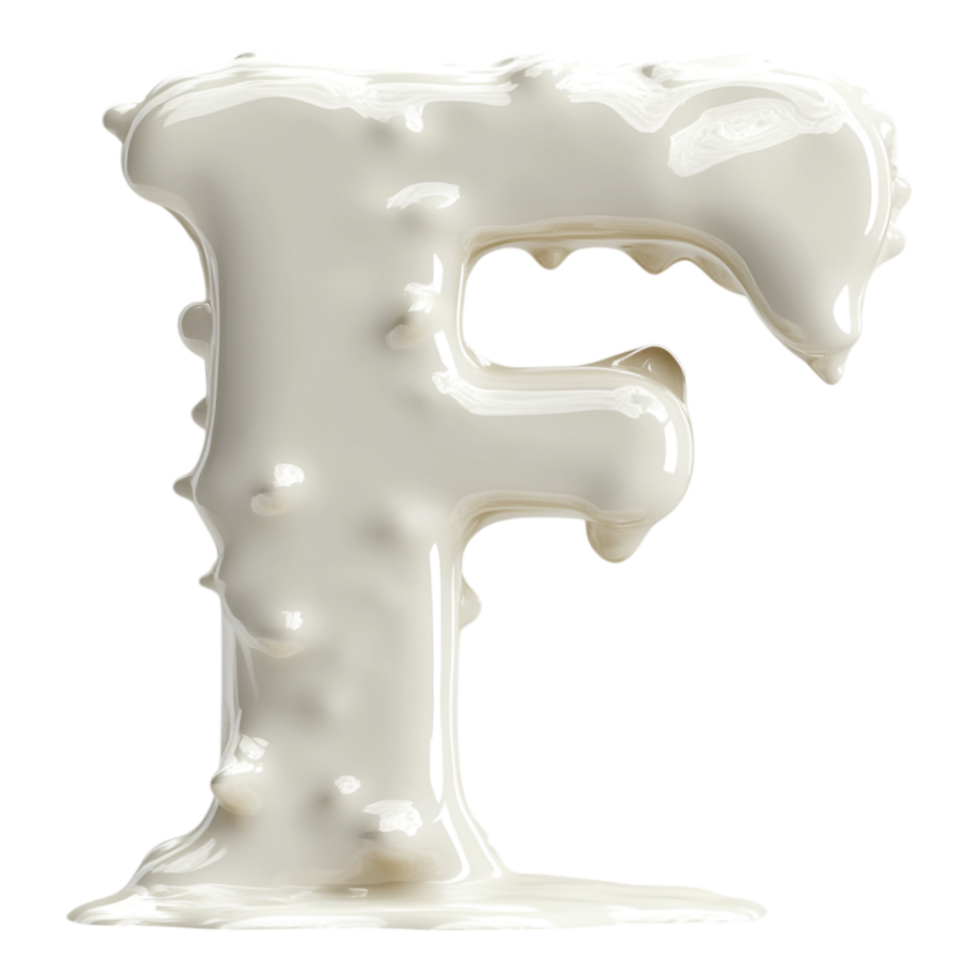 PNG Alphabet 'F' in Abstract Style Isolated Against a Transparent Background for MILKY, or Unique Typography Applications