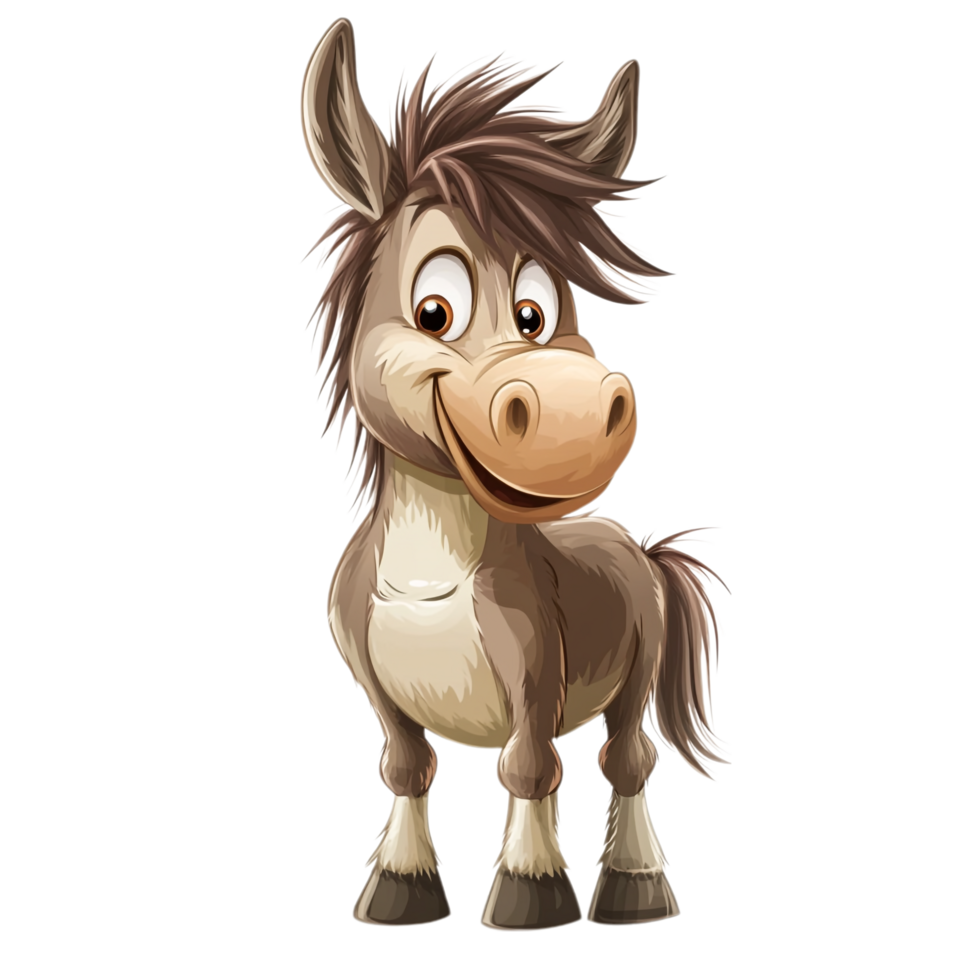Cartoon Donkey Character on transparent background png