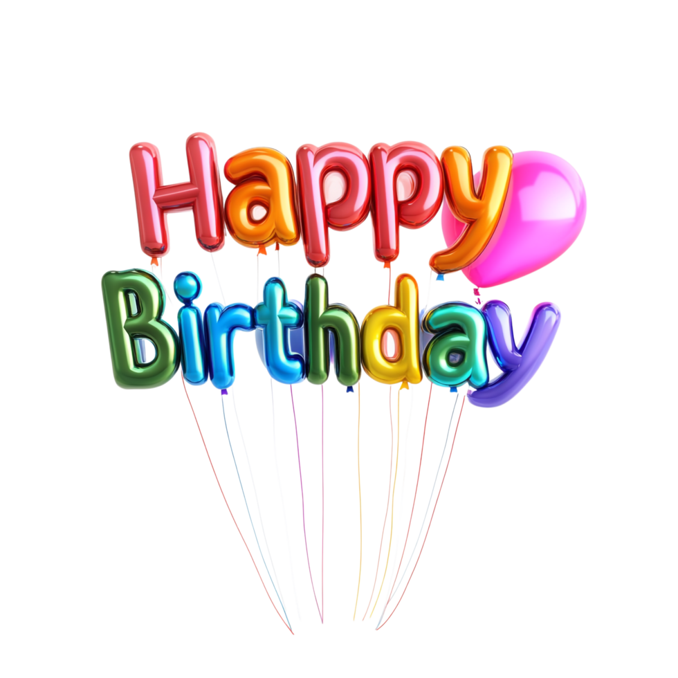 Happy Birthday icon in 3D rendering against a transparent background png