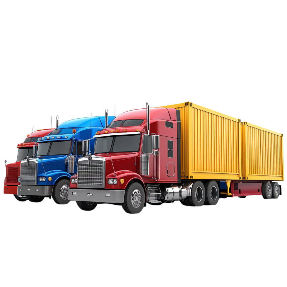 image of isolated semi trailer trucks with cargo containers png