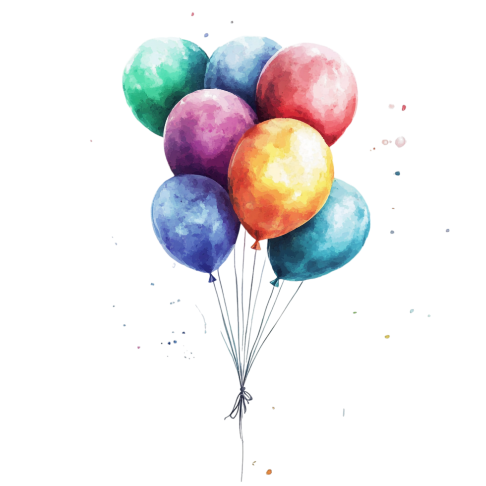 Beautiful Flying Colorful Balloons for Happy Birthday png