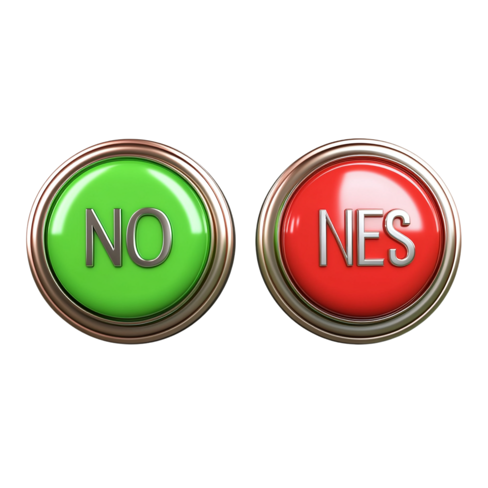 NO red button and YES green button on a transparent background png