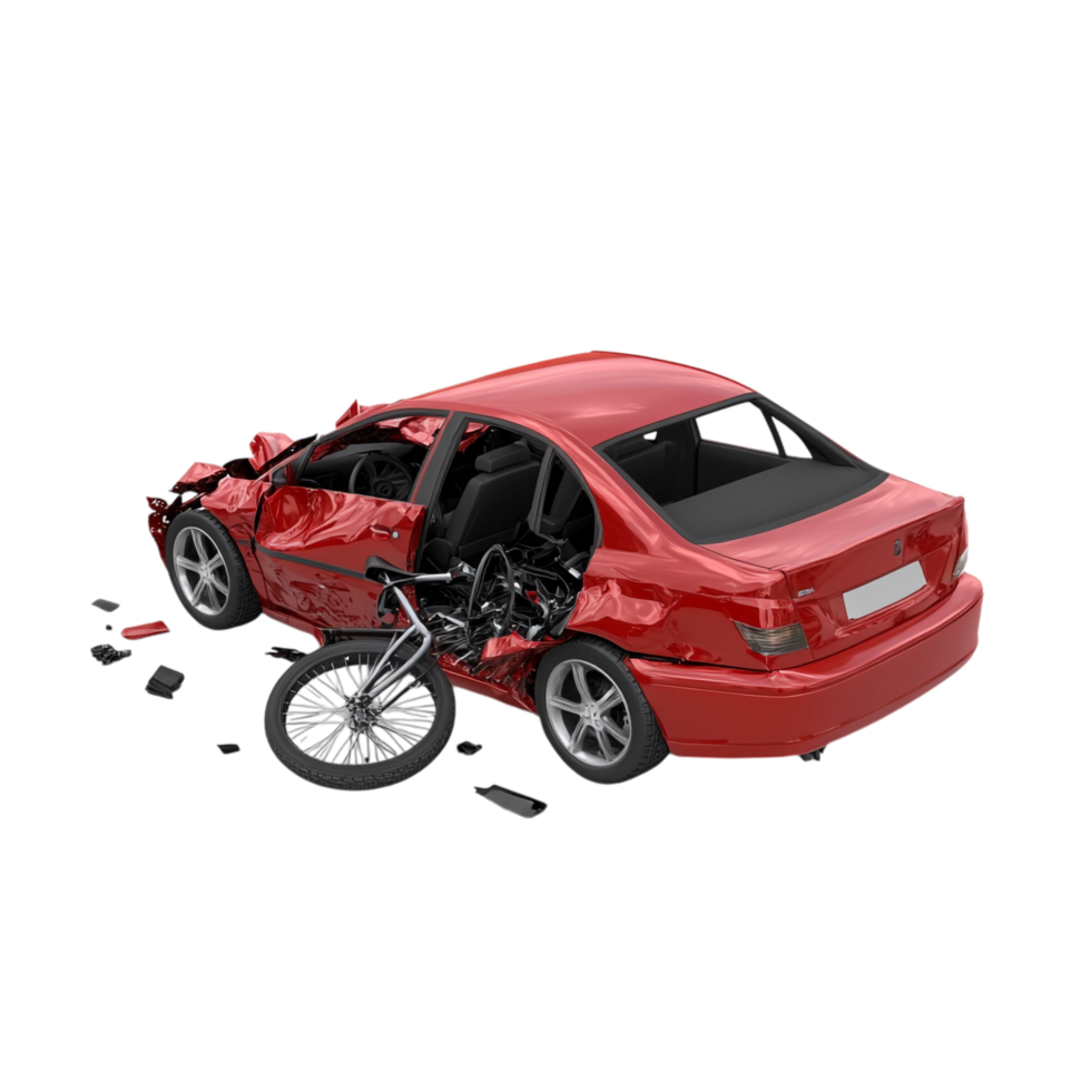 Car accident involving a bike isolated on transparent background png