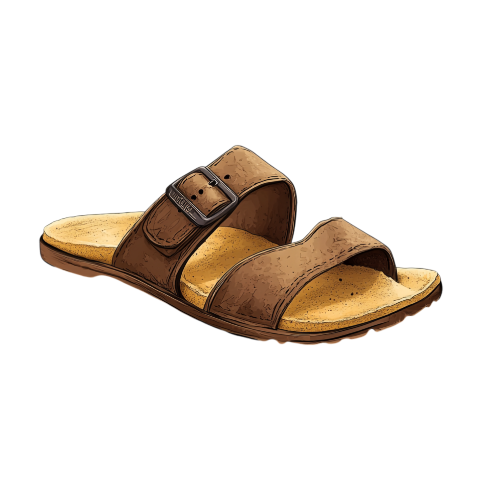 A sandal in the sand against a transparent background png