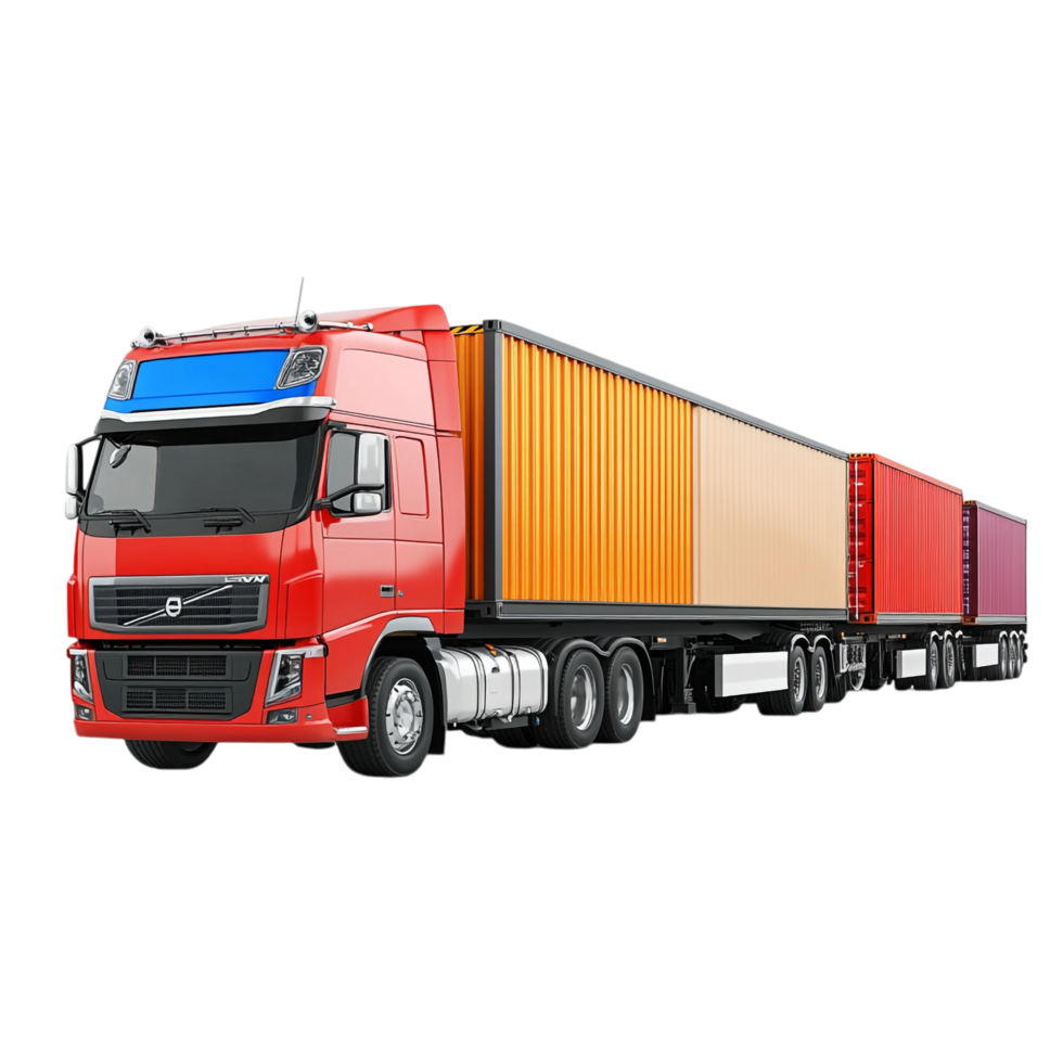 image of isolated semi trailer trucks with cargo containers png