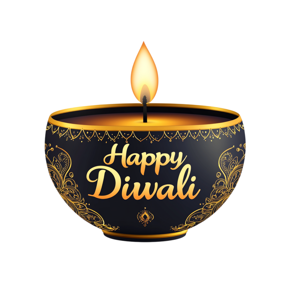 Happy Diwali text style in clean, simple vector design with black 3D rendering for festive greetings png