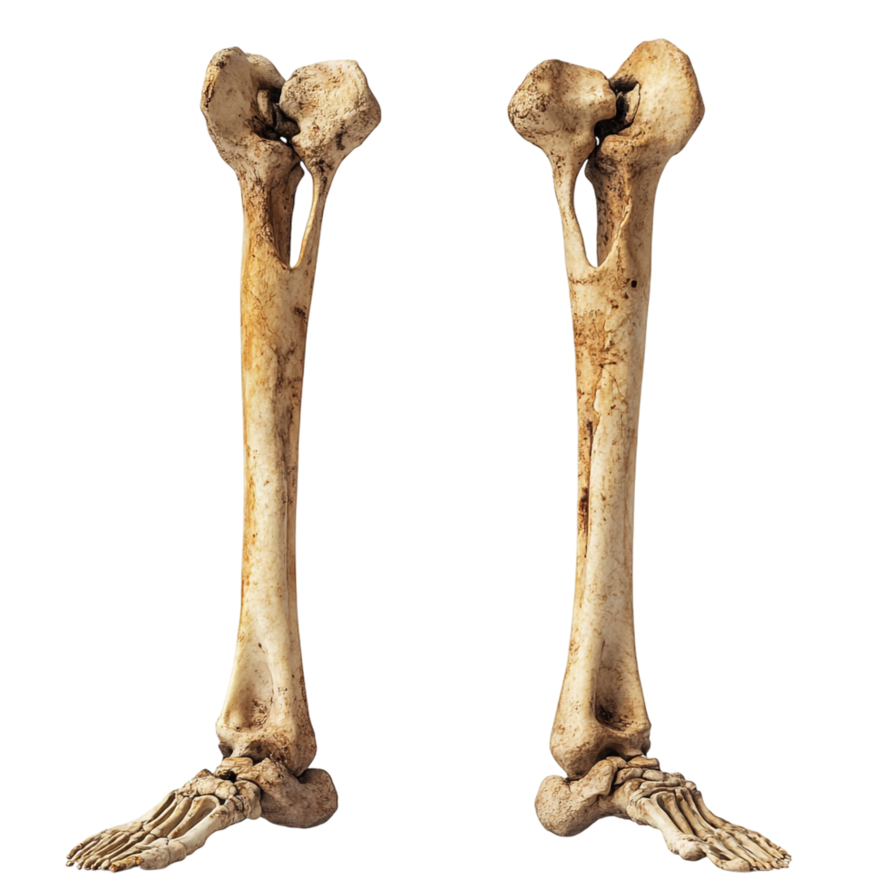 premium femur and lower leg bones in a closed display png
