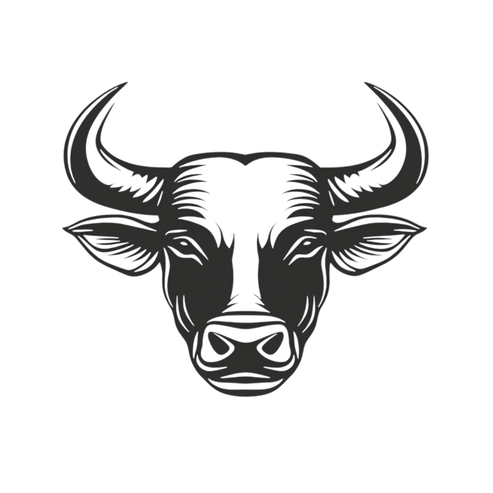 Bull face logo isolated on transparent background png