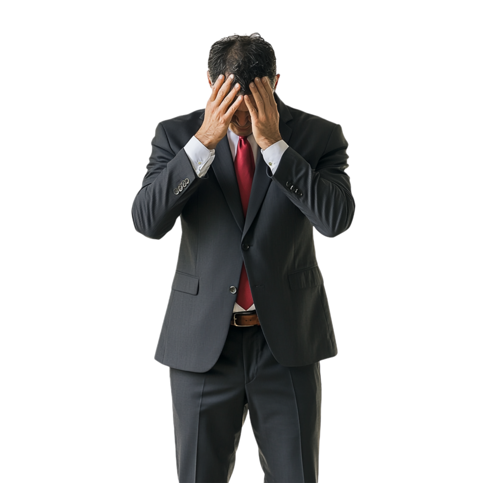 businessman facepalming on a transparent background png