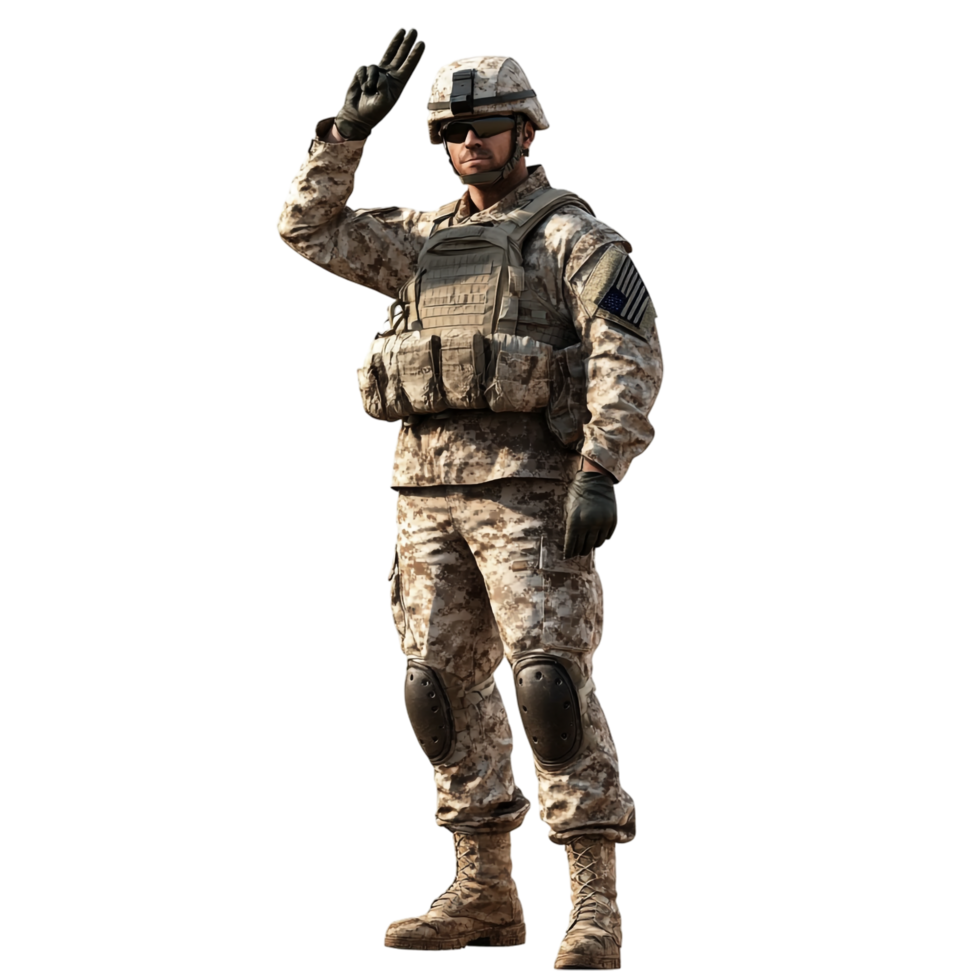 a soldier saluting on a transparent background png