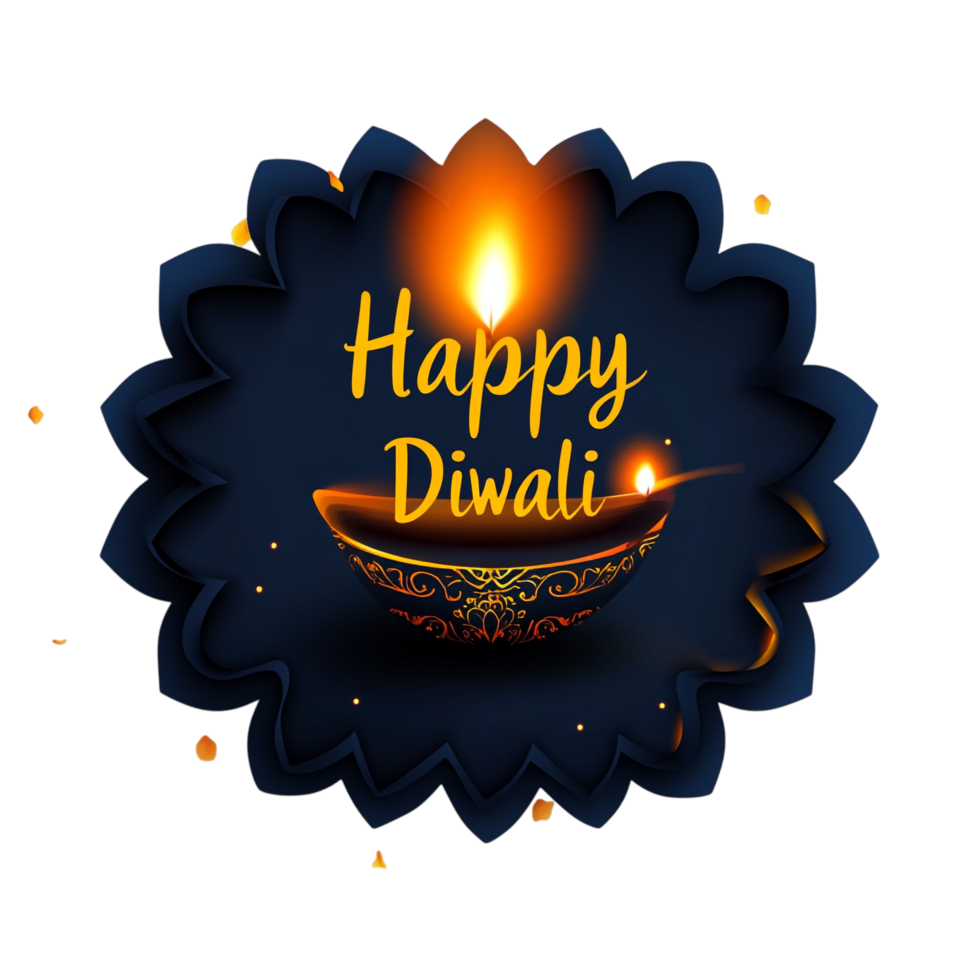Happy Diwali text style in clean, simple vector design with black 3D rendering for festive greetings png