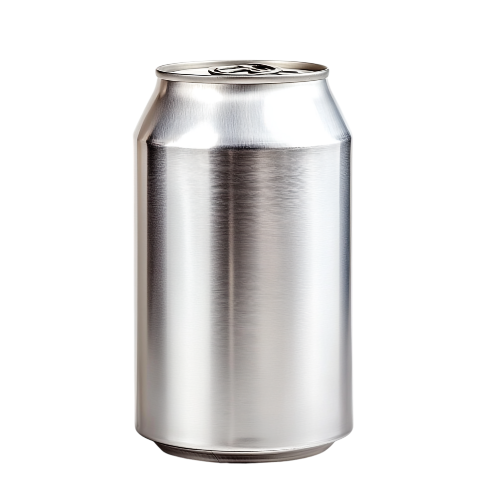 An aluminum soda can against a transparent background png