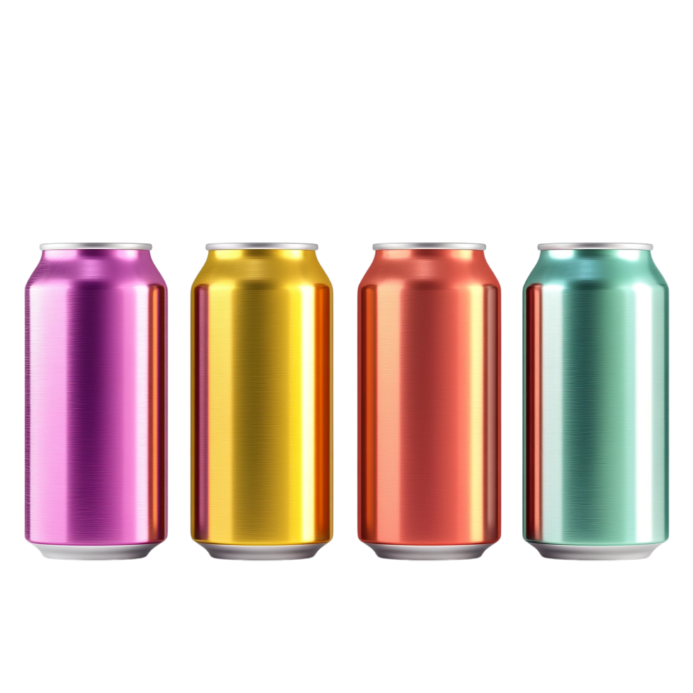 Different Color Slim Soda Can Set on transparent background png