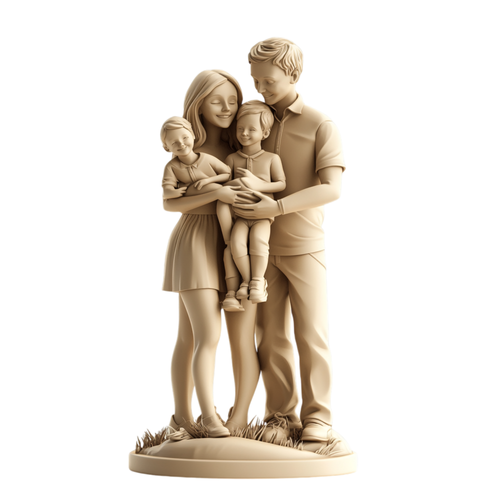 Family Statue on transparent background in 8K png