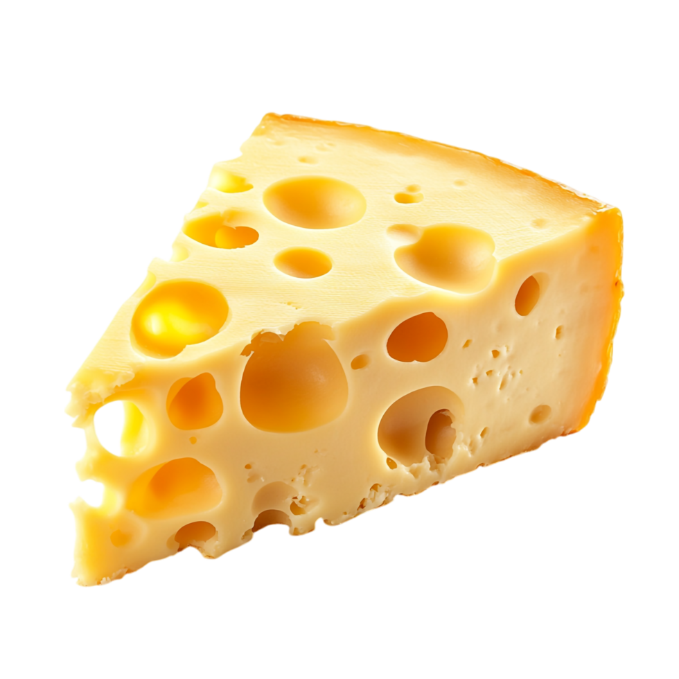 image of a slice of Swiss cheese on a transparent background png