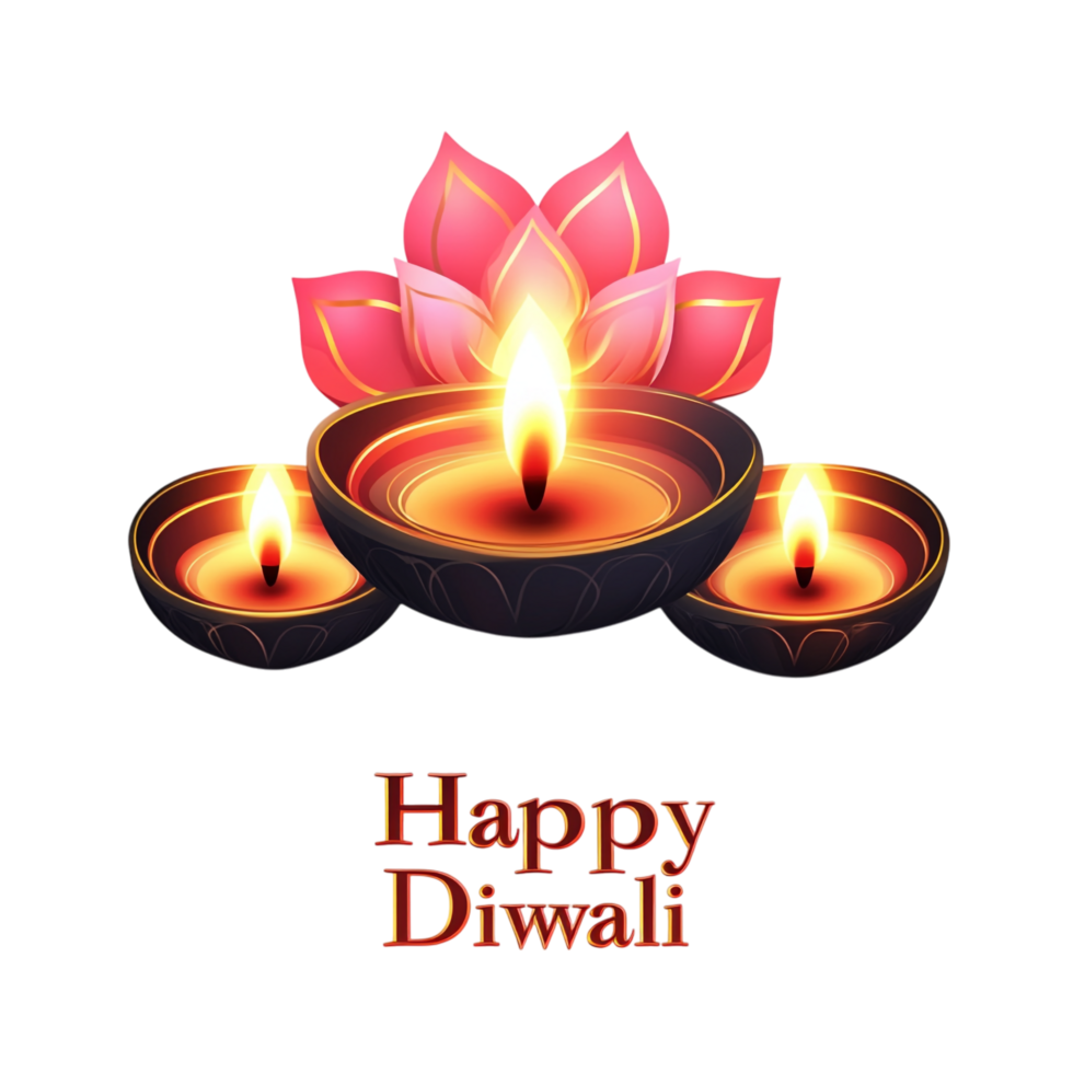 Happy Diwali text style in clean, simple vector design with black 3D rendering for festive greetings png