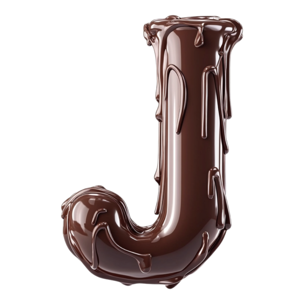 PNG Alphabet 'J' in Chocolaty Typography Style Isolated Against a Transparent Background for Modern Design Projects, Creative Branding, or Unique Typography Applications