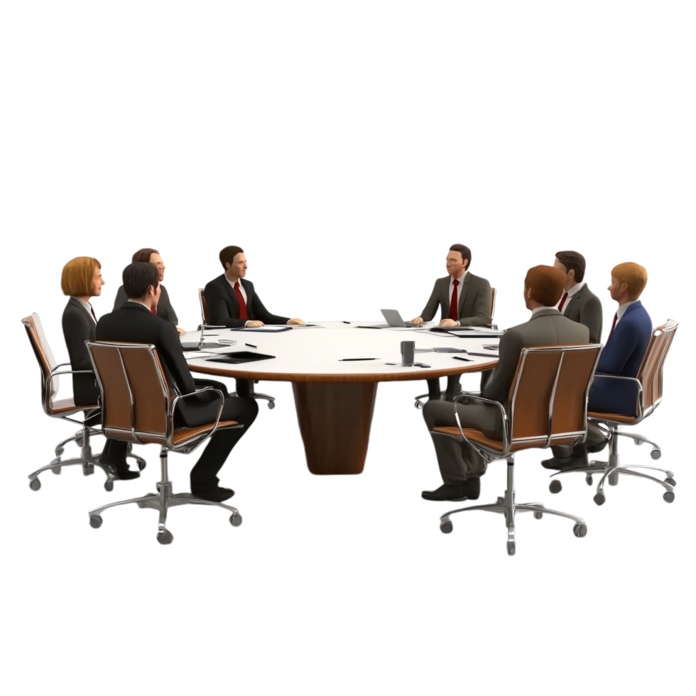 business team meeting around a table on a transparent background png