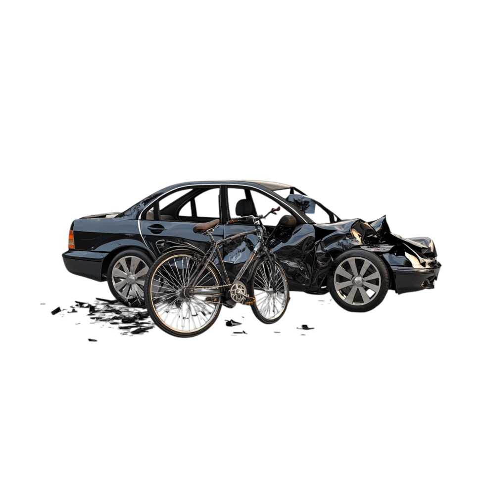 Car accident involving a bike isolated on transparent background png
