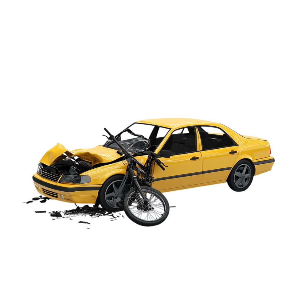 Car accident involving a bike isolated on transparent background png
