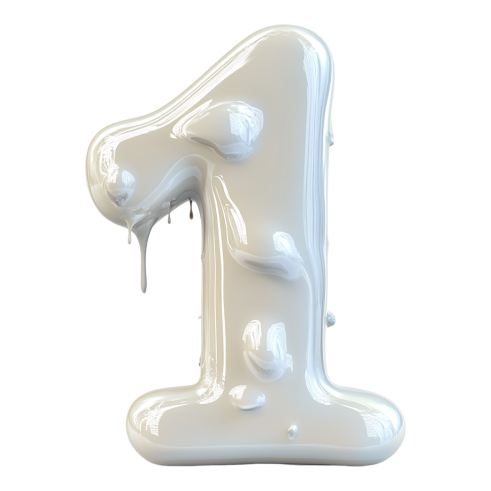 PNG Number '1' in Abstract Style Isolated Against a Transparent Background for MILKY, or Unique Typography Applications