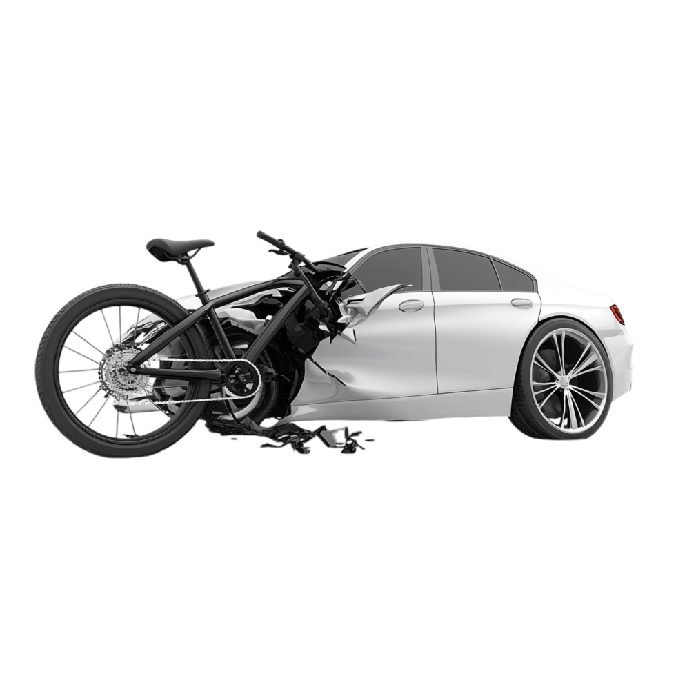 Car accident involving a bike isolated on transparent background png