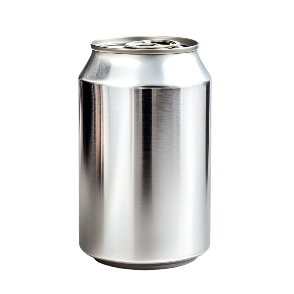 An aluminum soda can against a transparent background png