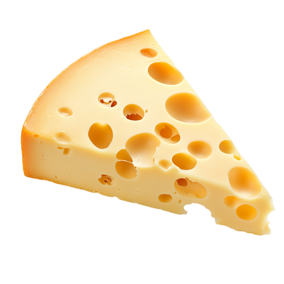 image of a slice of Swiss cheese on a transparent background png