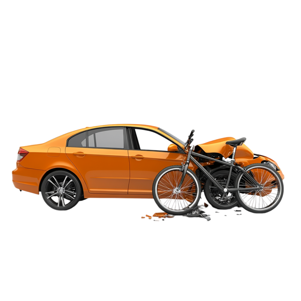 Car accident involving a bike isolated on transparent background png
