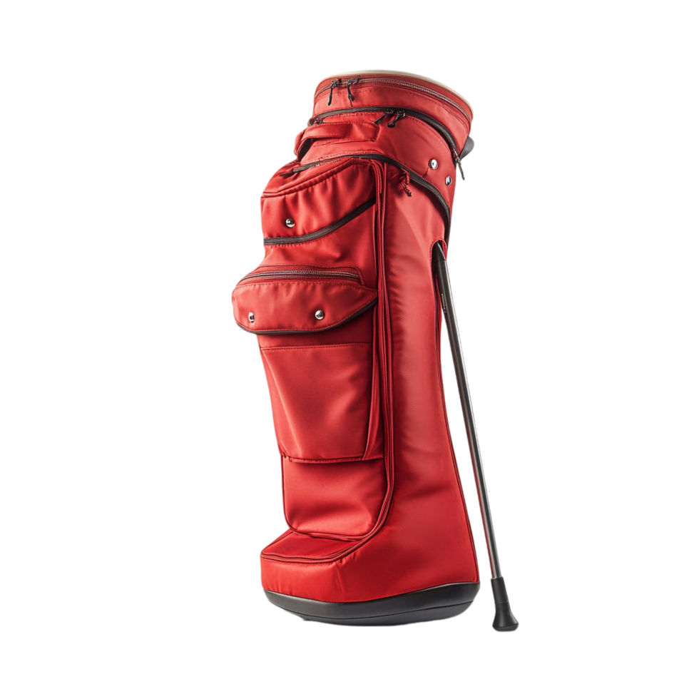 red golf carry stand bag on a transparent background png