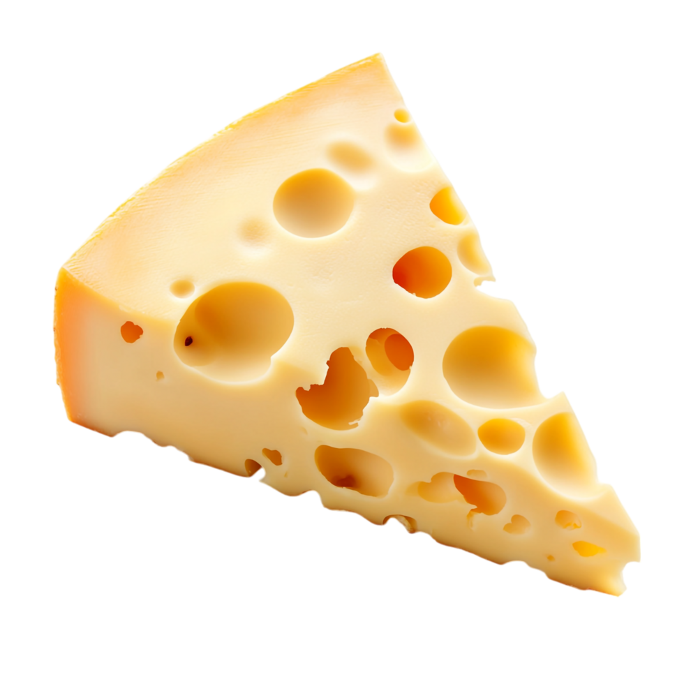 image of a slice of Swiss cheese on a transparent background png