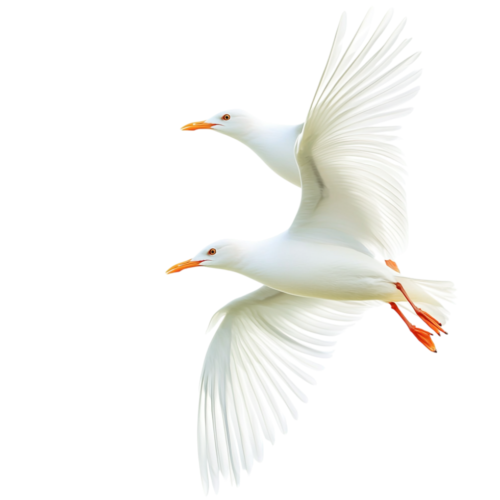 Amazing White Birds with Yellow Beaks Isolated on transparent background png