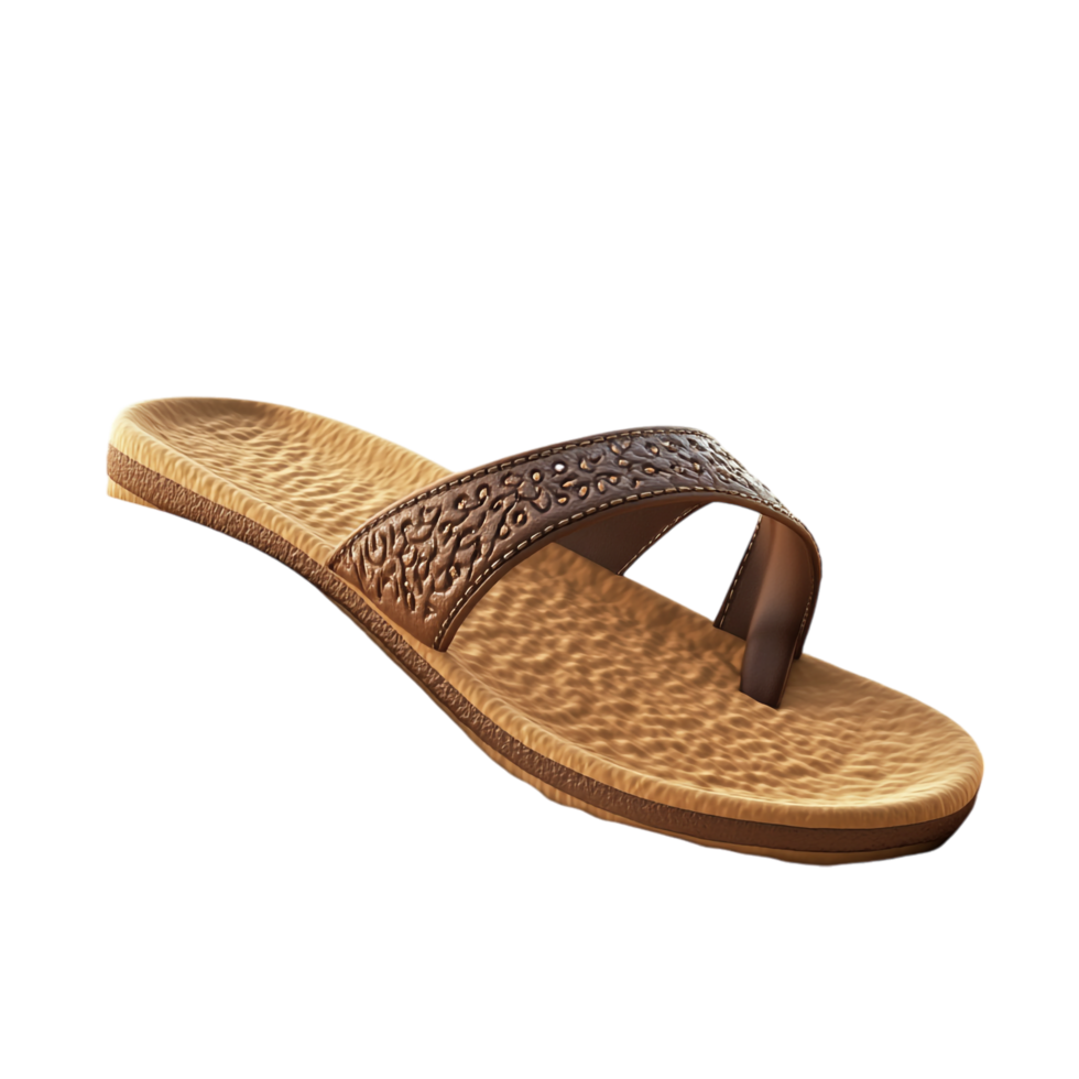 A sandal in the sand against a transparent background png