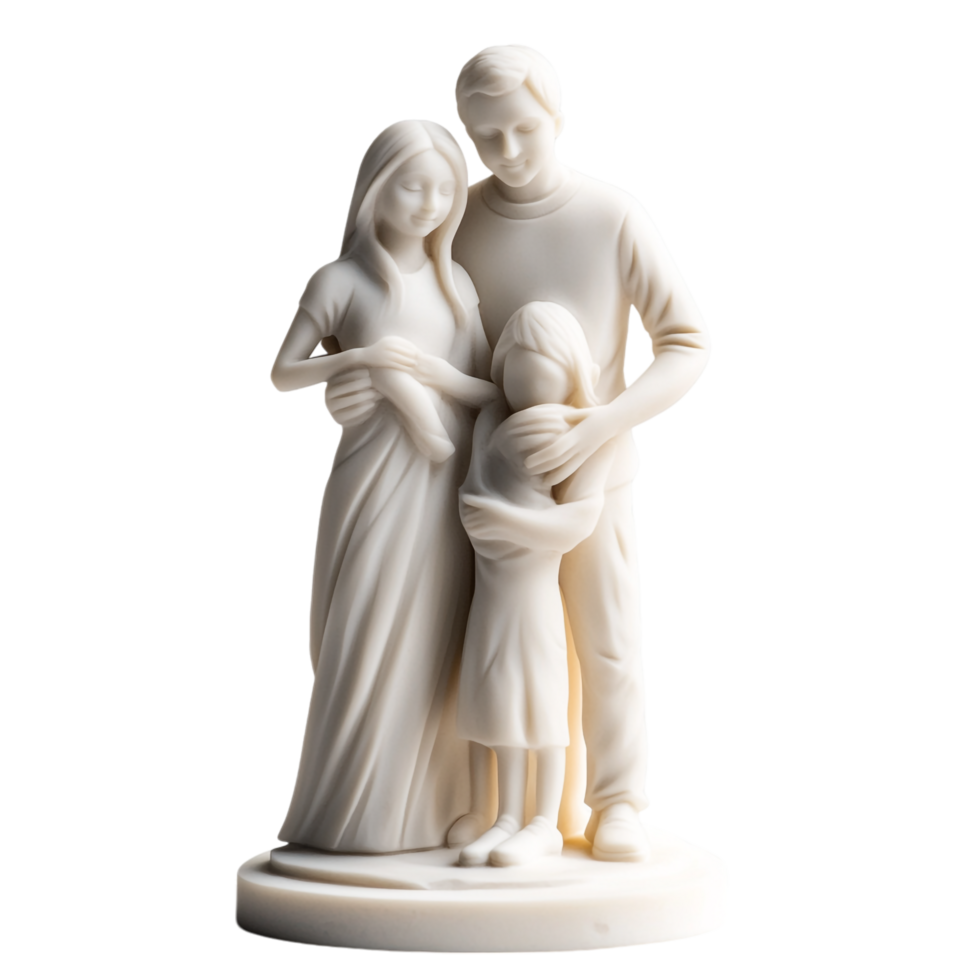 Family Statue on transparent background in 8K png
