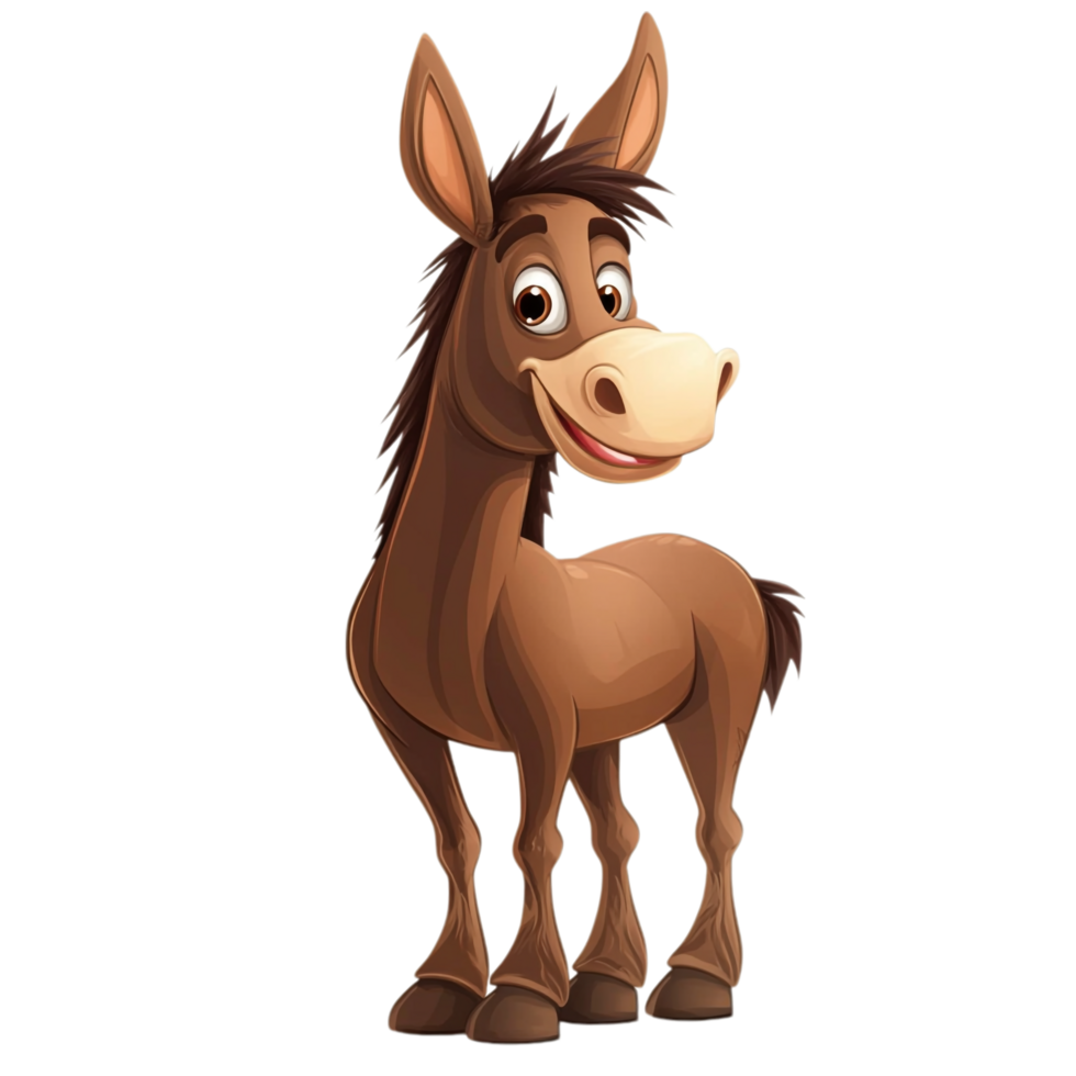 Cartoon Donkey Character on transparent background png