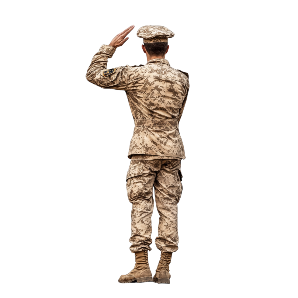 a soldier saluting on a transparent background png