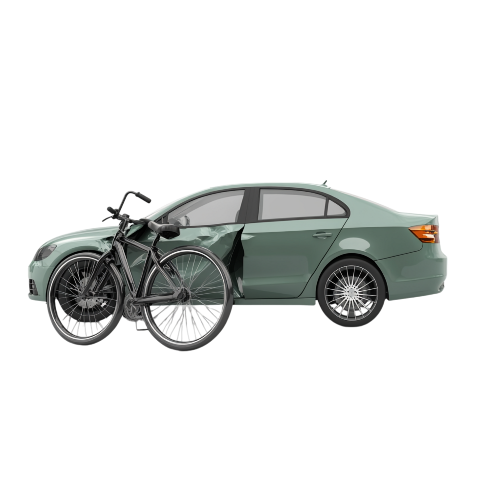 Car accident involving a bike isolated on transparent background png