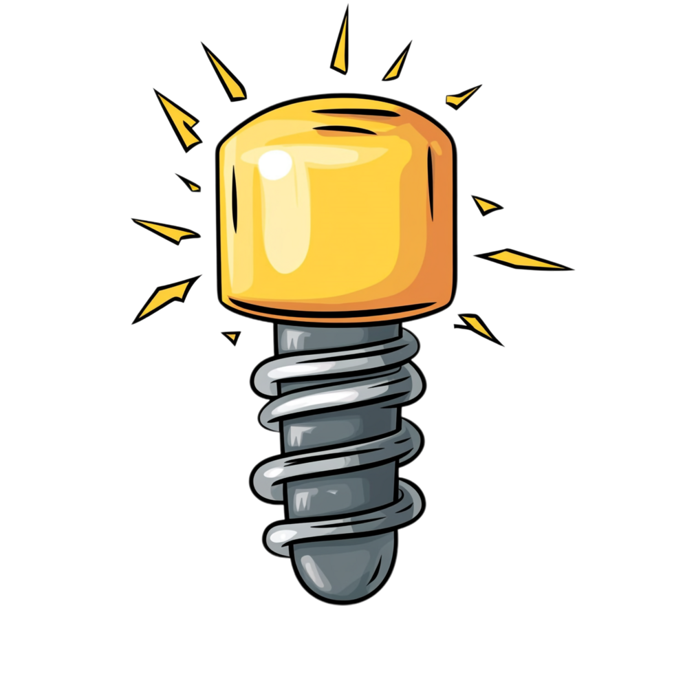 Hand drawn cartoon illustration of a bolt png