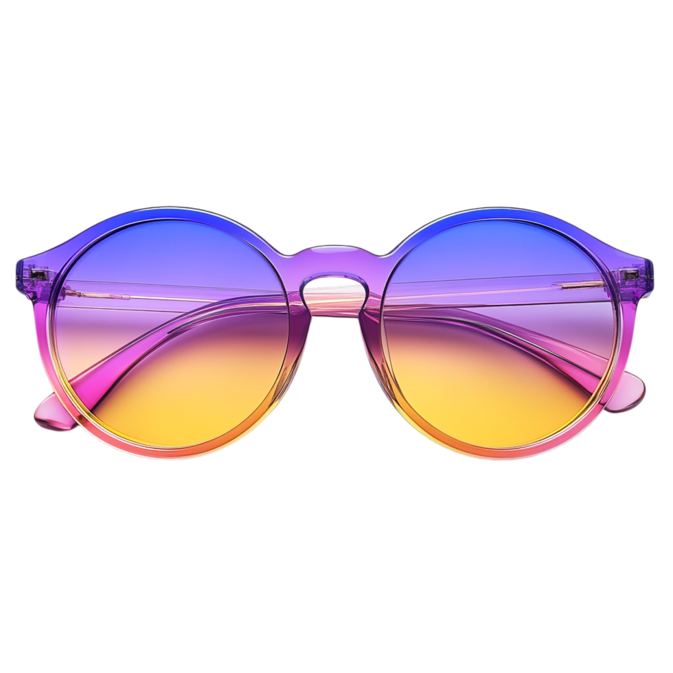 image of summer glasses with colorful translucent lenses on a transparent background png