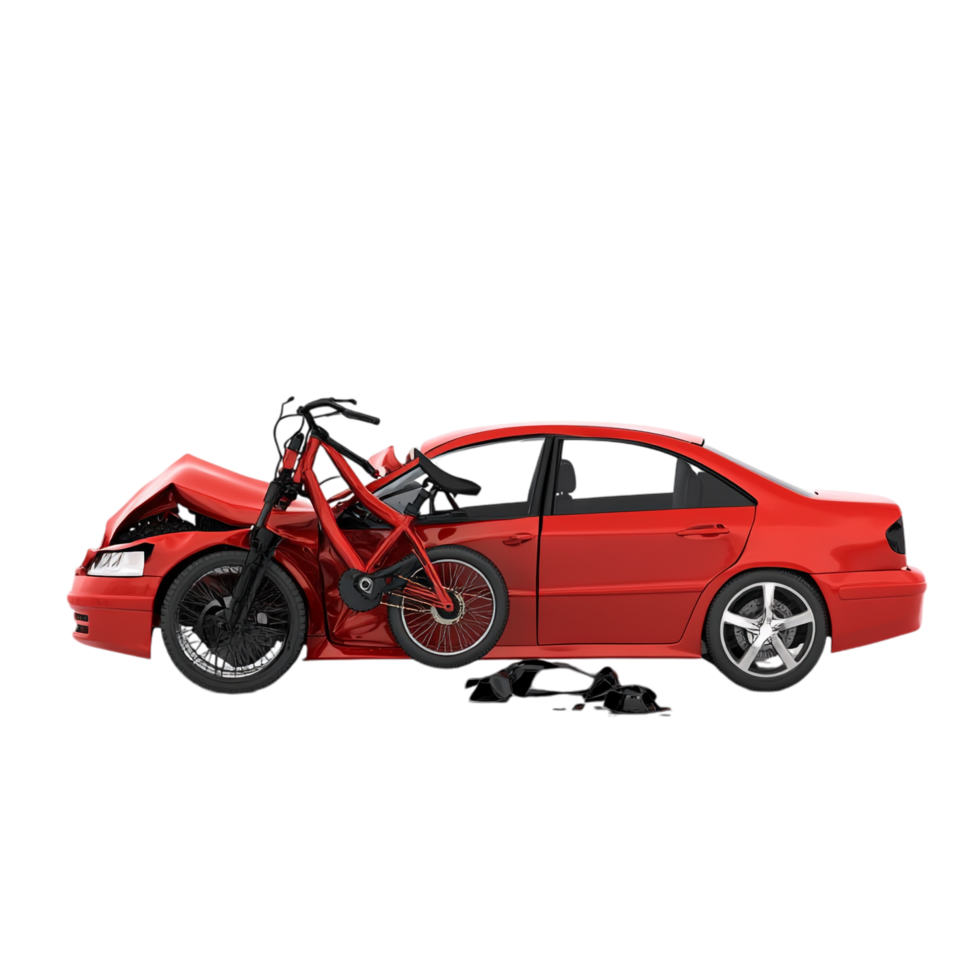 Car accident involving a bike isolated on transparent background png