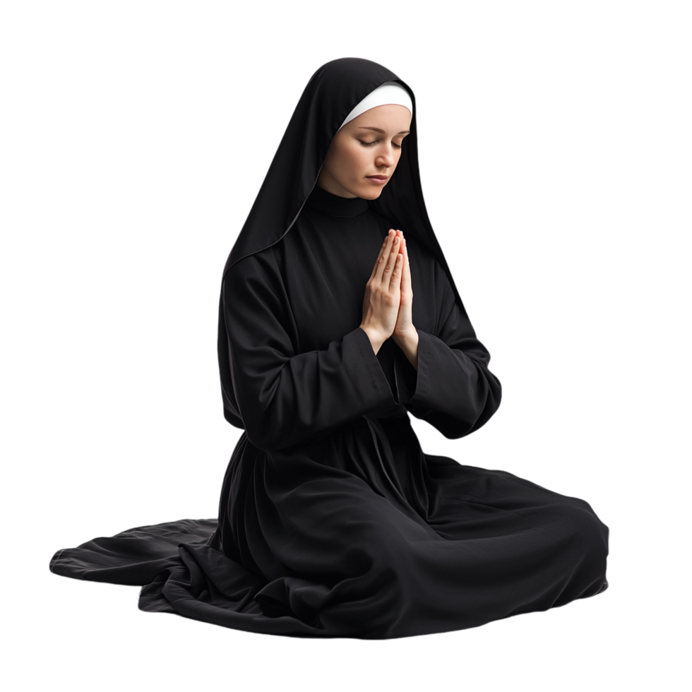 nun praying on a transparent background png