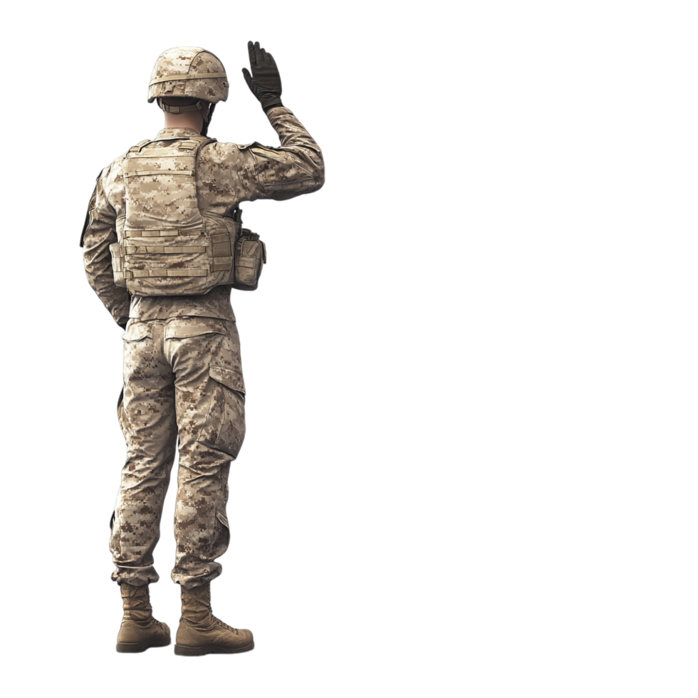 a soldier saluting on a transparent background png
