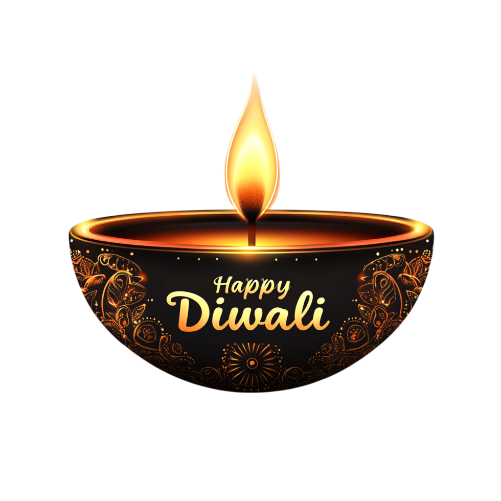 Happy Diwali text style in clean, simple vector design with black 3D rendering for festive greetings png