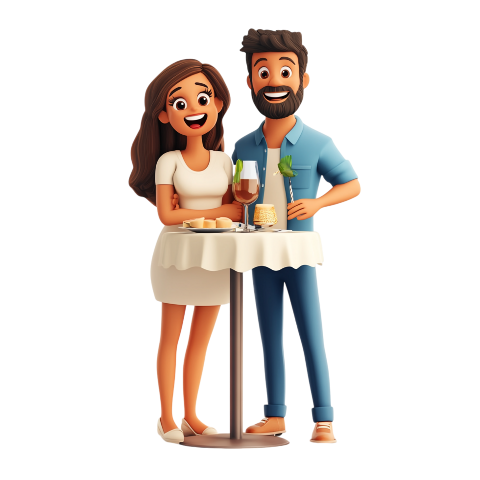 image of a smiling couple standing near a served table png