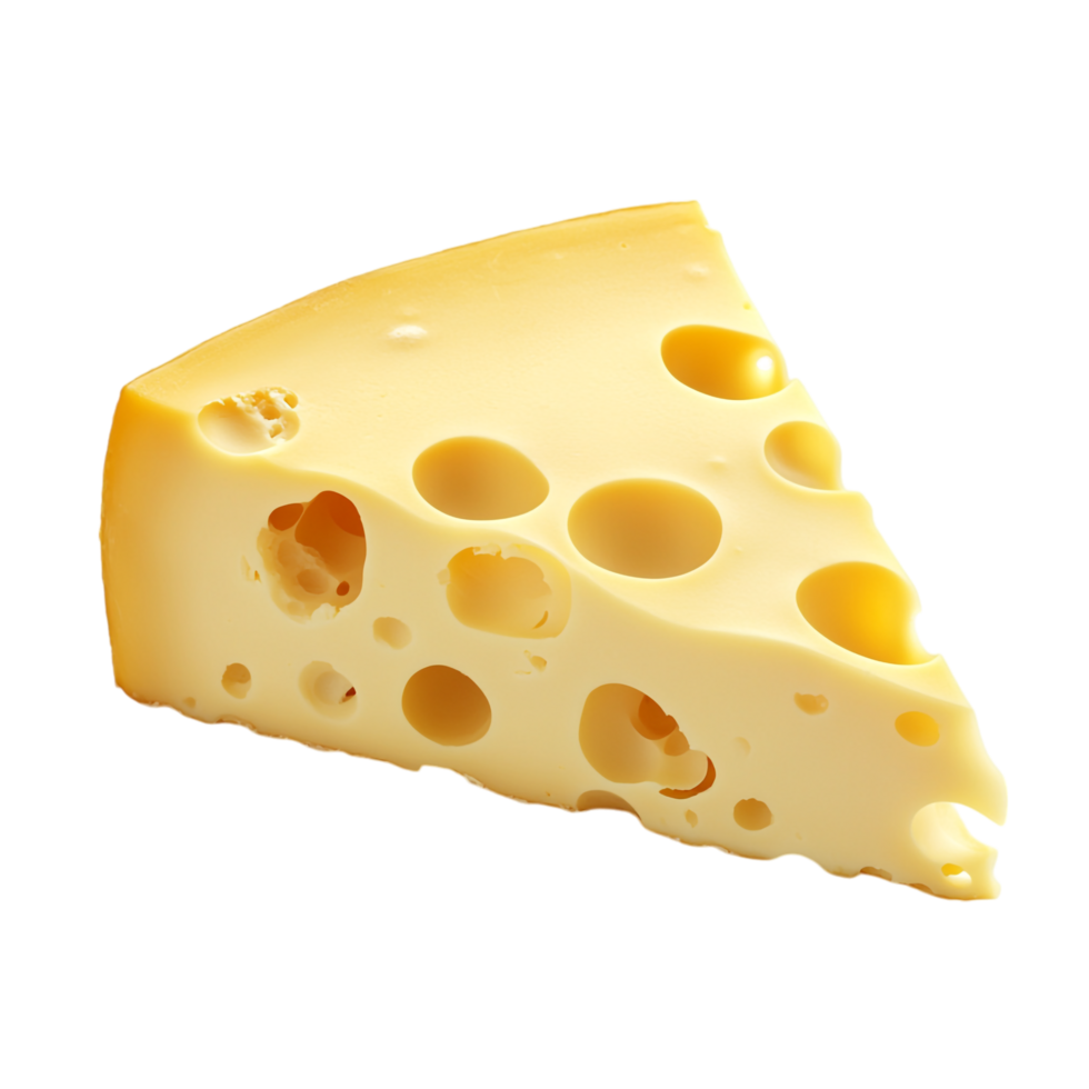 image of a slice of Swiss cheese on a transparent background png