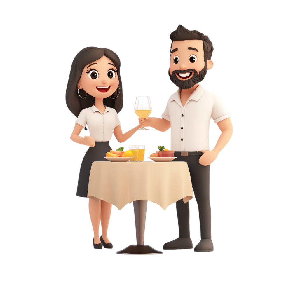 image of a smiling couple standing near a served table png