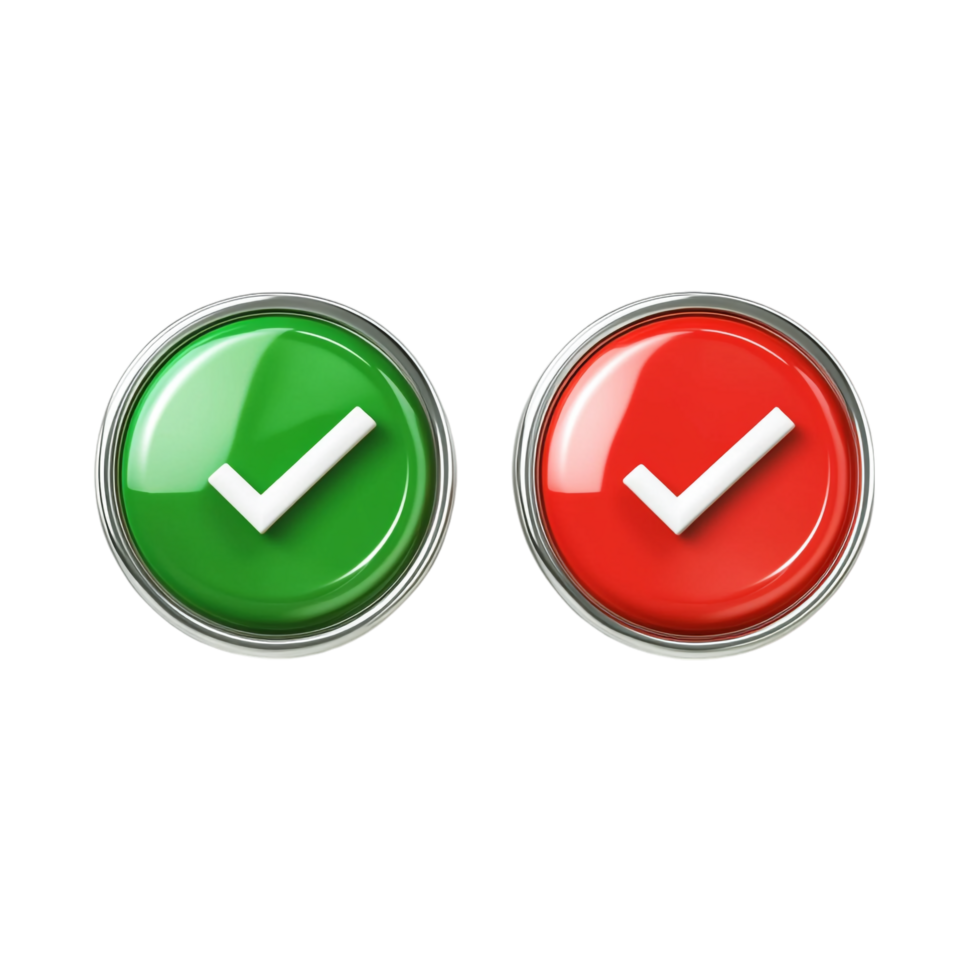 NO red button and YES green button on a transparent background png